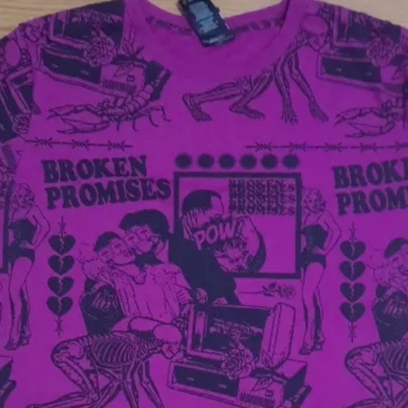 Pink Magenta Broken Promises Graphic Tshirt - Picture 2 of 5